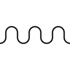 Long curved wavy line and strip. Seamless repeating isolated vector illustration on white background.