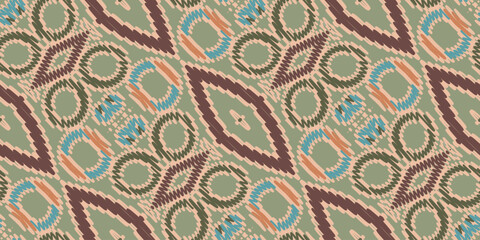 Ethnic Ikat tropical seamless pattern. Motif ethnic handmade beautiful Ikat art.Ikat ethnic tribal, boho colors seamless wallpaper. Abstract traditional