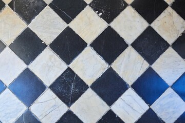 The texture of old ceramic tiles on the floor. Marble or granite - 788039493