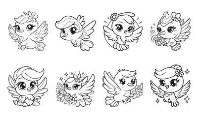 Cute animal cartoon vector illustration black and white for coloring book.