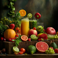 Healty fresh food on table make with AI generate