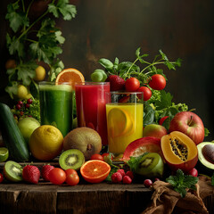 Healty fresh food on table make with AI generate