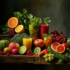 Healty fresh food on table make with AI generate