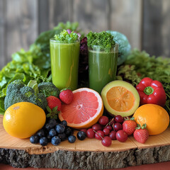 Healty fresh food on table make with AI generate