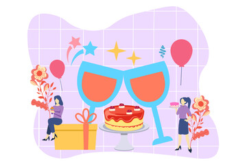 Birthday Celebration Flat Design Illustration