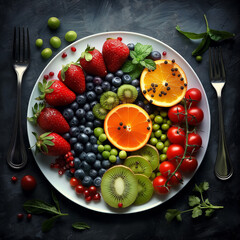 Healty fresh food on table make with AI generate