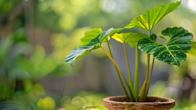 video elephant ears in a pot