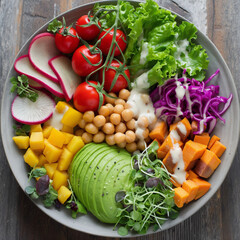 Healty fresh food on table make with AI generate