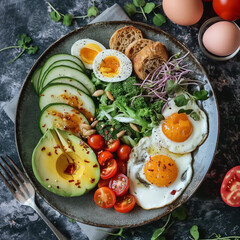 Healty fresh food on table make with AI generate