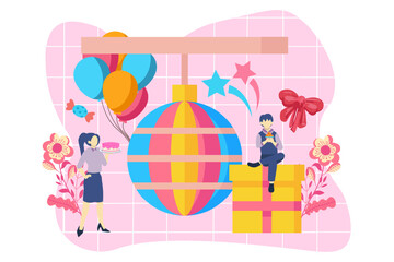 Birthday Celebration Flat Design Illustration