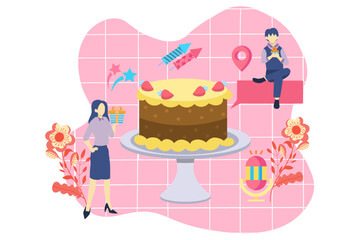 Birthday Celebration Flat Design Illustration