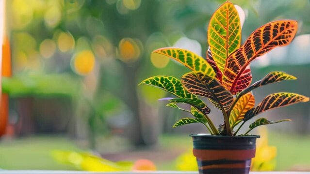 video croton leaf in pot