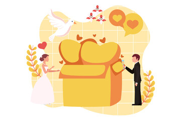 Wedding Party Flat Design Illustration