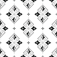 Black and white floral seamless pattern. Abstract vector ornament template. Paisley elements. Great for fabric, invitation, background, wallpaper, decoration, packaging or any desired idea.