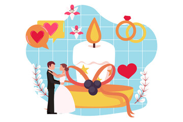 Wedding Party Flat Design Illustration