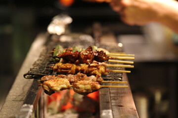 Traditional yakitori chicken stand in Japan