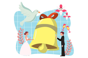 Wedding Party Flat Design Illustration