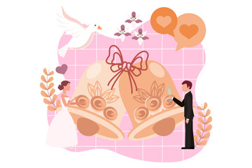 Wedding Party Flat Design Illustration