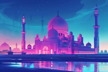 Naklejka premium Celebrate the Holy Month of Ramadan with Traditional Elegance: Luxurious Lanterns, Festive Lights, and a Rich Cultural Atmosphere