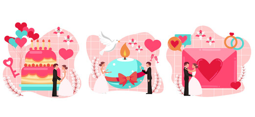 Wedding Flat Bundle Design Illustration