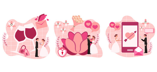Flat Bundle Wedding Design Illustration