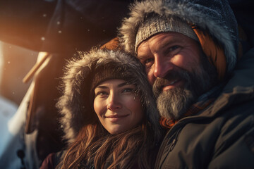 Family leisure weekend vacation on camping tent in wild nature relaxation Generative AI technology illustration