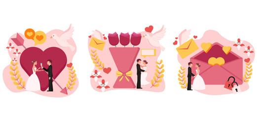 Wedding Flat Bundle Design Illustration