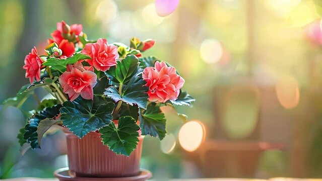 video red rex begonia in pot