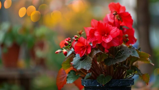 video red rex begonia in pot