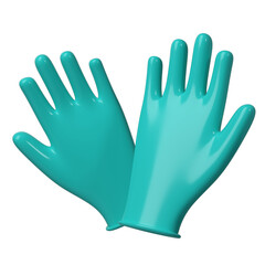 Medical latex gloves icon. Details turquoise 3d Rendering illustration Health care tool - 788049612