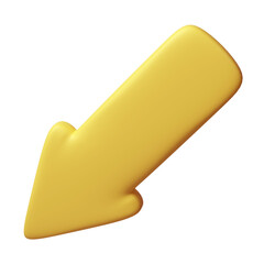 Arrow pointing forward and right yellow color. Realistic 3d design In plastic cartoon style. Icon illustration