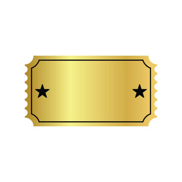 Gold blank ticket icon isolated on white background. Vector illustration