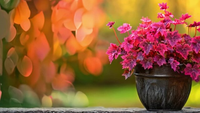 video red heuchera plant in pot