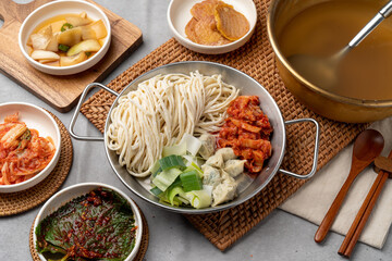 Samchi, fish, grilled, side dish, kimchi, perilla leaf, seasoned, beef, earthen pot, chopsticks,...