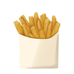 french fries in a white paper packaging