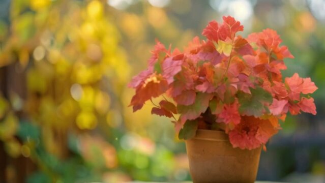 video red heuchera plant in pot
