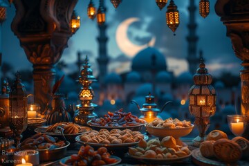 Experience the Spirituality of Ramadan: Tranquil Nights, Islamic Symbols, and Festive Lights in Vector Designs