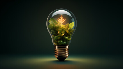 Green eco friendly lightbulb, green energy concept