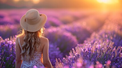 Woman in a field of lavender - 788052237
