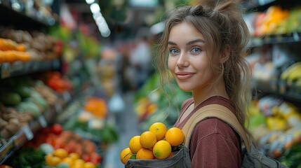 Woman in a grocery store shopping - 788052270