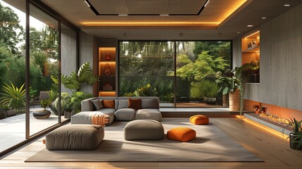 Modern contemporary design of a living room