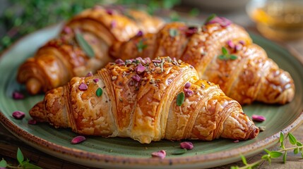 Delicious croissants with pistachio filling