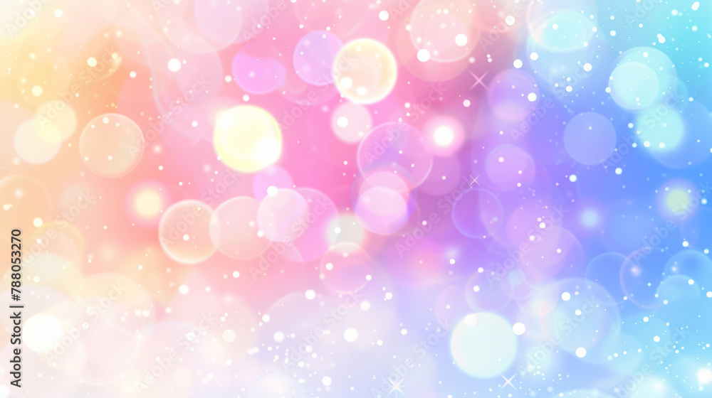 Poster colorful blur gradient background with many small circles and stars sparkle bokeh. the background is