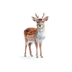 Small Deer Standing on White Surface. Generative AI