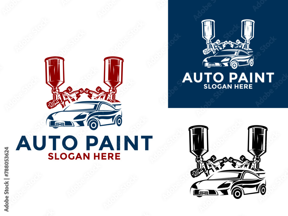 Wall mural creative auto paint logo vector, car painting logo design vector illustration