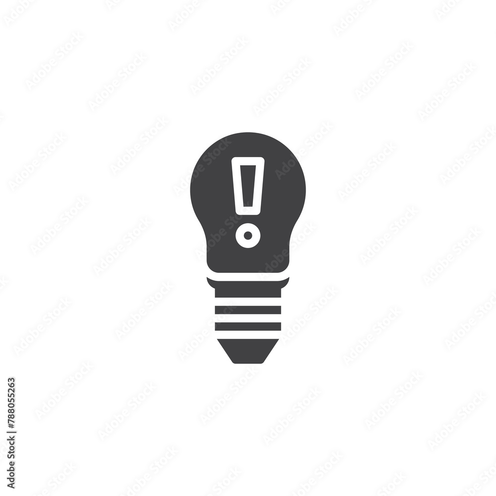 Poster lightbulb with exclamation mark vector icon