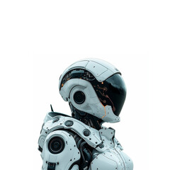 White Robot With Helmet and Goggles. Generative AI