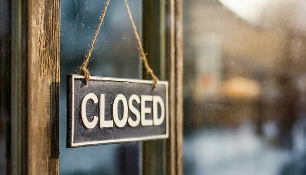 Geschlossen Schild an einer T&uuml;re, Fenster, Closed, Insolvenz