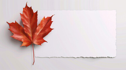 Autumn maple leaf on a white background with place for your text