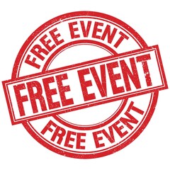 FREE EVENT written word on red stamp sign